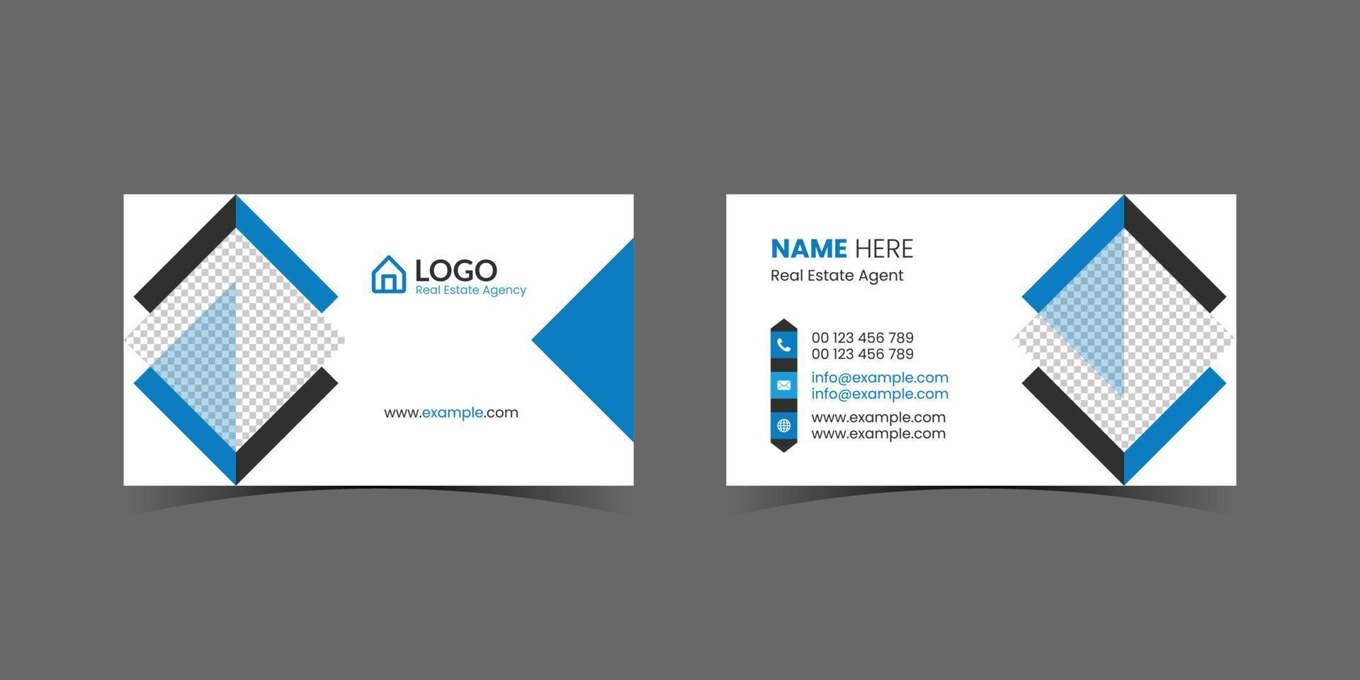 Modern Creative and Clean Double-sided Business Card Template. Blue, Black, and White Colors combination. Flat Design template. Stationery Design vector
