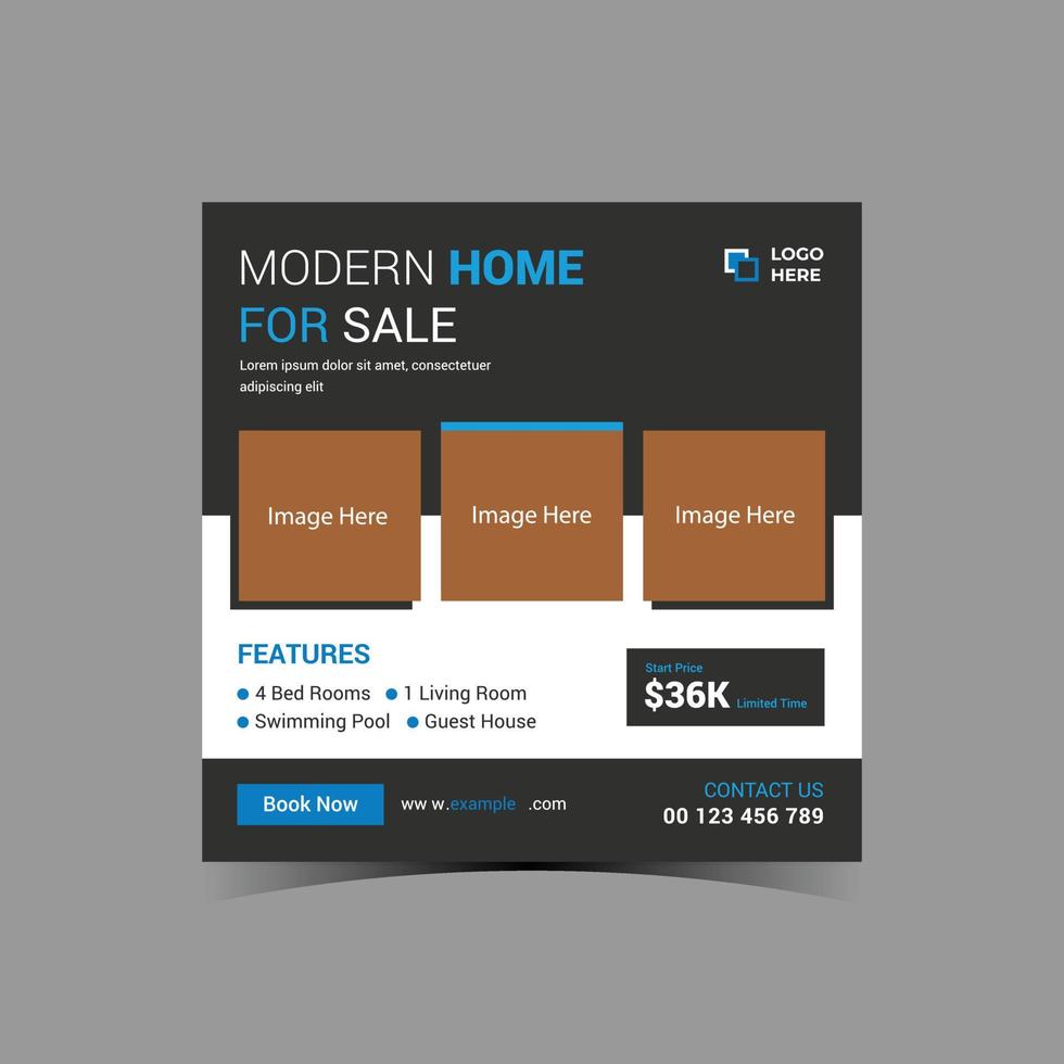 Real estate social media post template. home improvement banner template. home repair social media post banner. Editable Post Template Social Media Banners vector