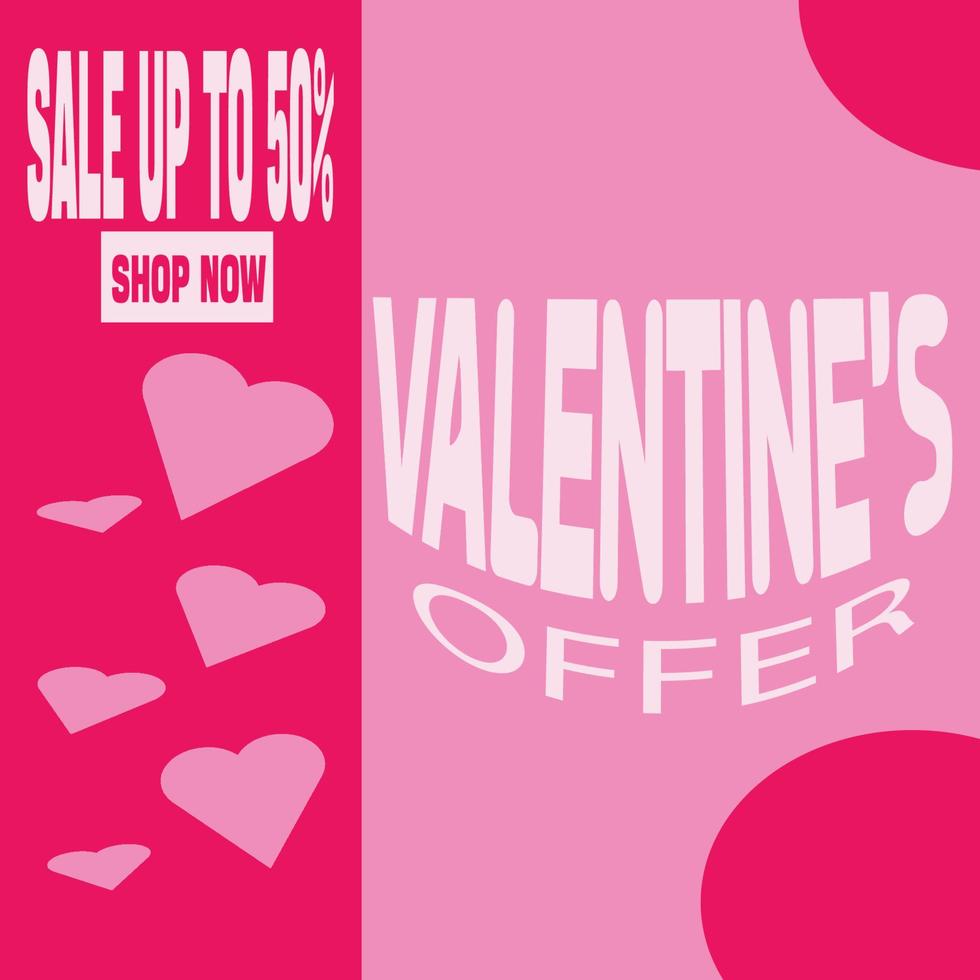 encabezado o banner de venta de celebración de feliz día de san valentín con una oferta de descuento. promoción y plantilla de compras o fondo para el amor y el concepto de día de san valentín ilustración vectorial vector