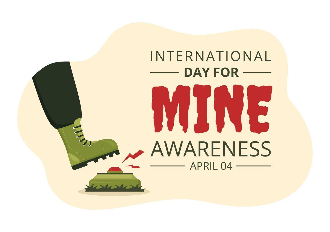 día internacional de concientización sobre las minas el 04 de abril ilustración con no pisar minas terrestres para banner web en plantillas planas dibujadas a mano de dibujos animados vector