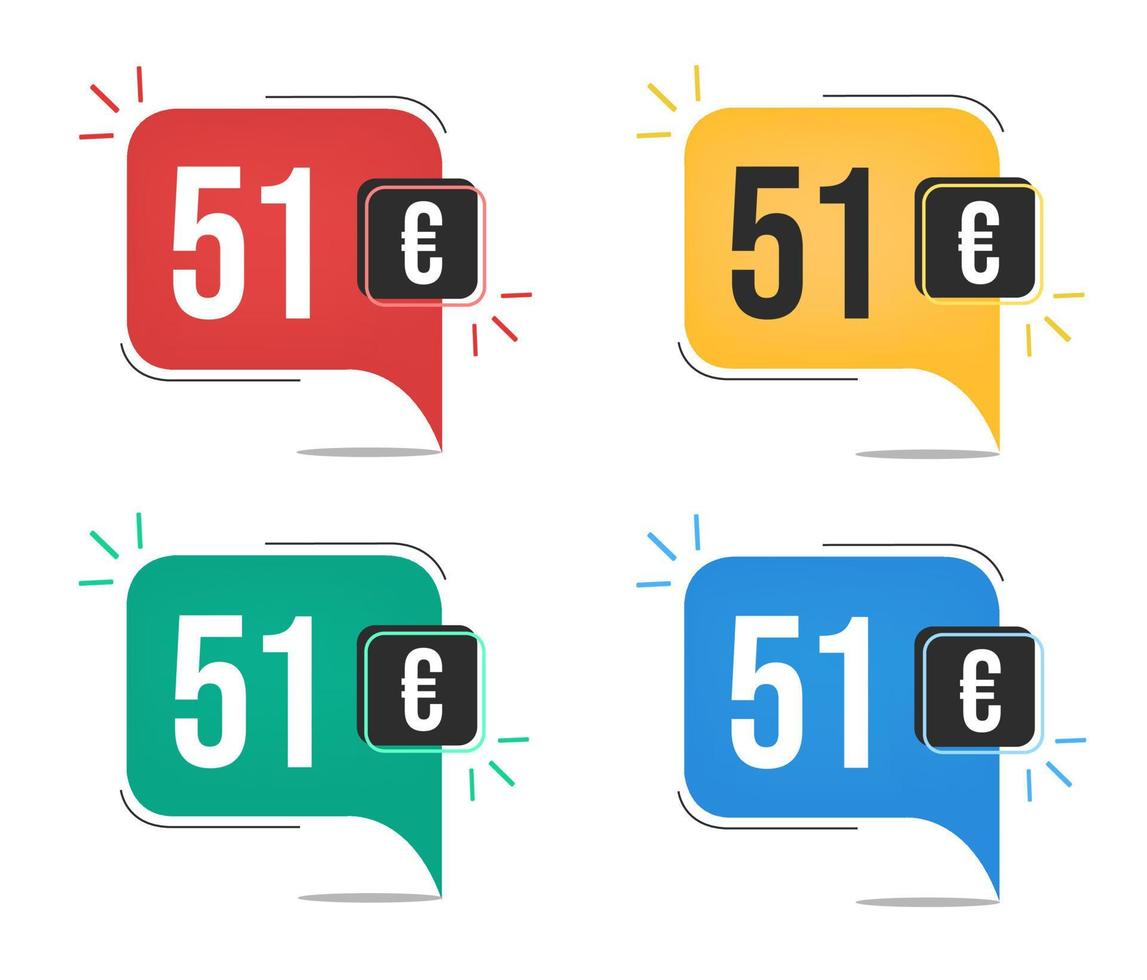 Precio 51 Euros Etiquetas De Moneda Amarillas Rojas Azules Y Verdes Precio 51 Euros Etiquetas De Moneda Amarillas Rojas Azules Y Verdes