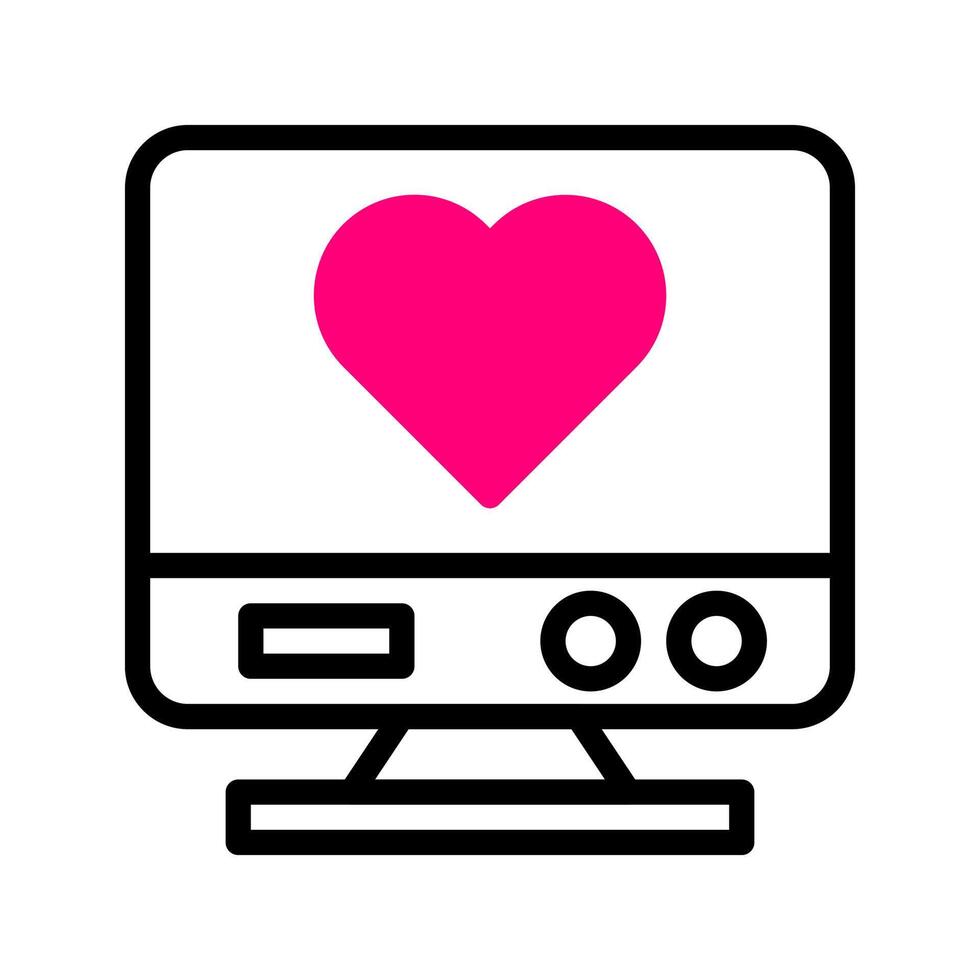 tv icono duotono negro rosa estilo san valentín ilustración vector elemento y símbolo perfecto.