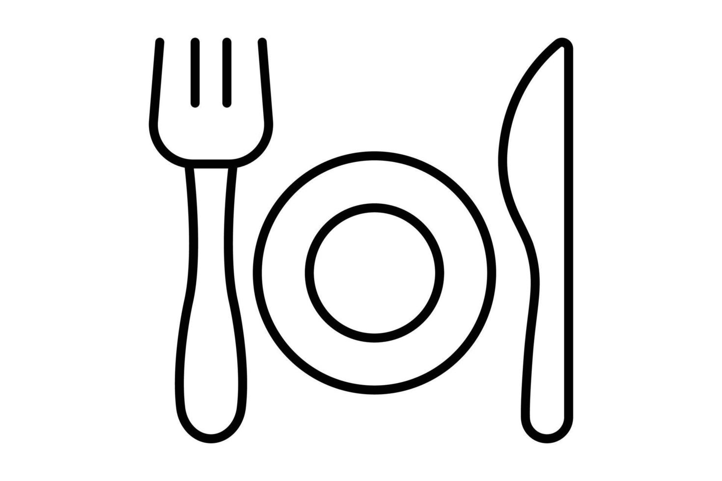 Breakfast icon illustration. cutlery, plates, knives. Line icon style. Simple vector design editable