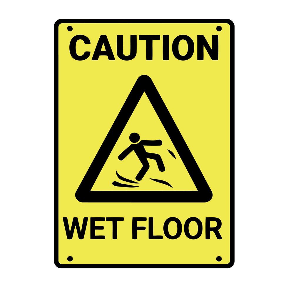 Caution wet floor warning sign vector