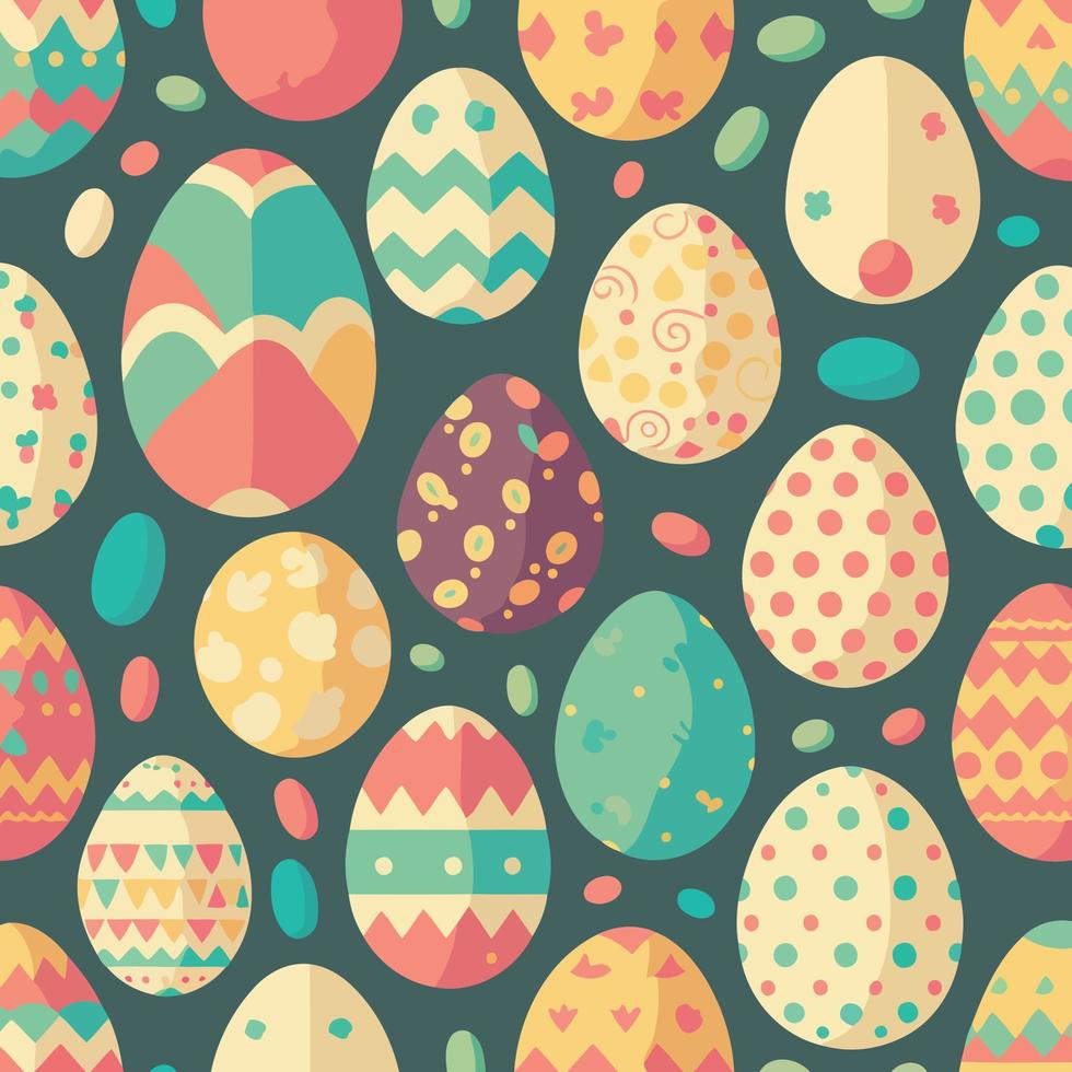 ood themed collection of easter eggs as pattern background vector