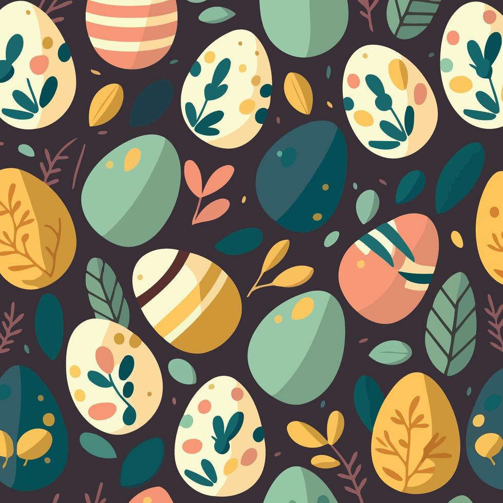 ood themed collection of easter eggs as pattern background vector