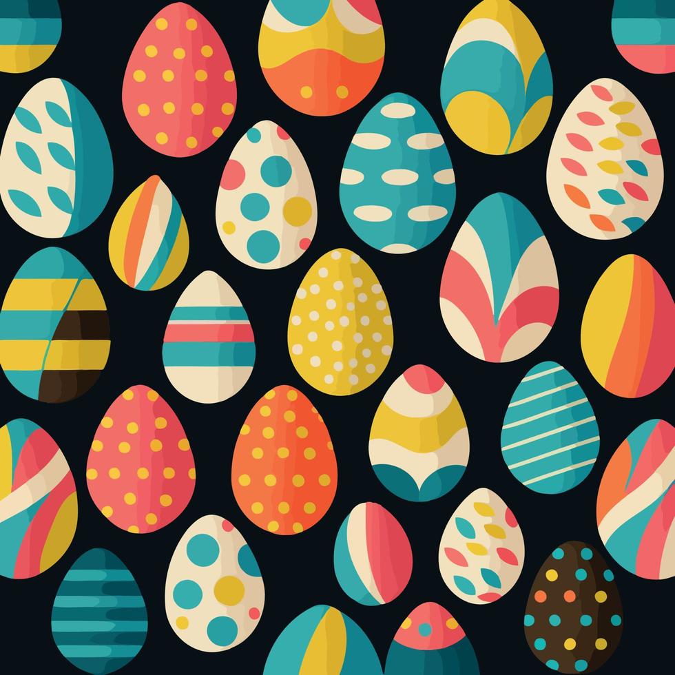 ood themed collection of easter eggs as pattern background vector