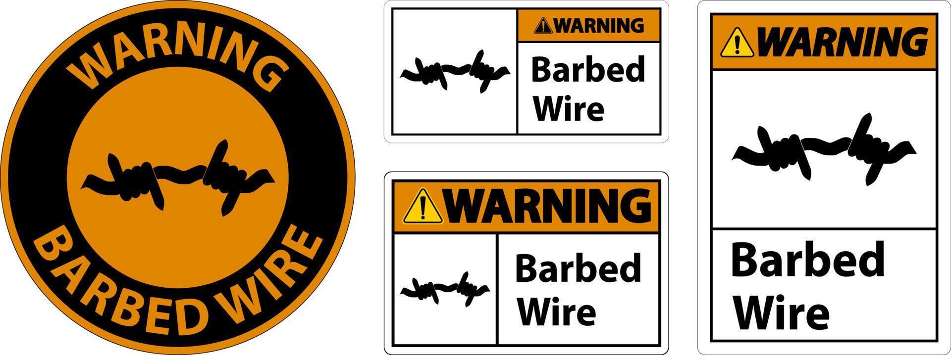 Warning Sign Barbed Wire On White Background vector