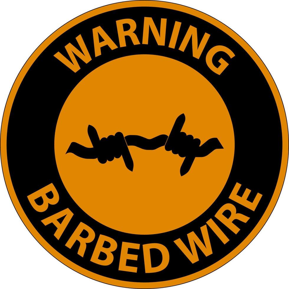 Warning Sign Barbed Wire On White Background vector