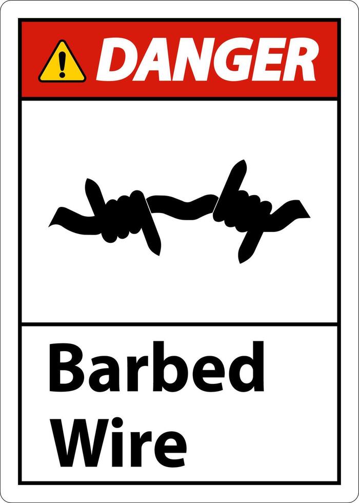 Danger Sign Barbed Wire On White Background vector