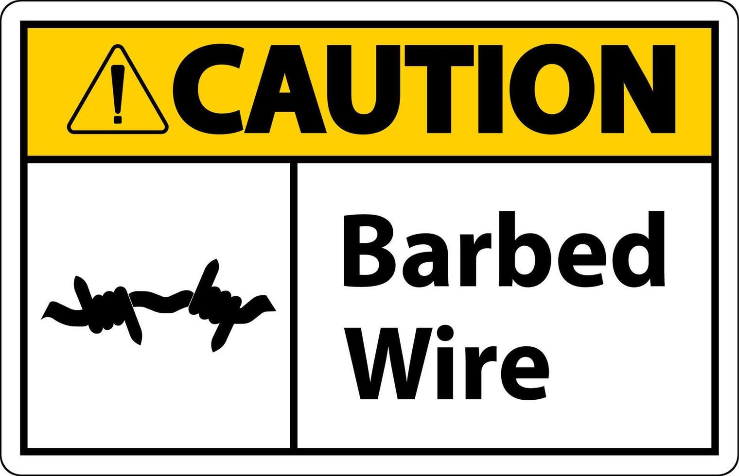 Caution Sign Barbed Wire On White Background vector