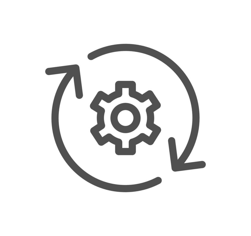Robotic process automation related icon outline and linear vector. vector