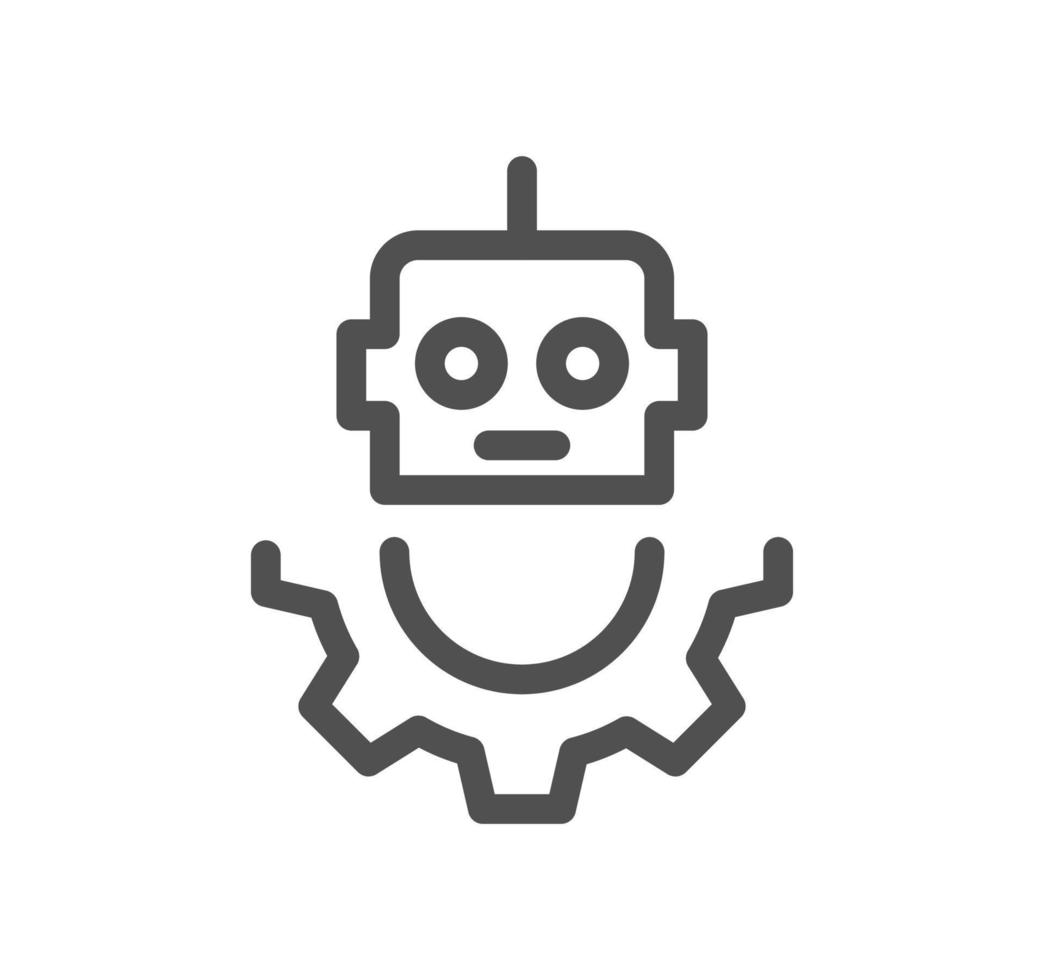 Robotic process automation related icon outline and linear vector. vector