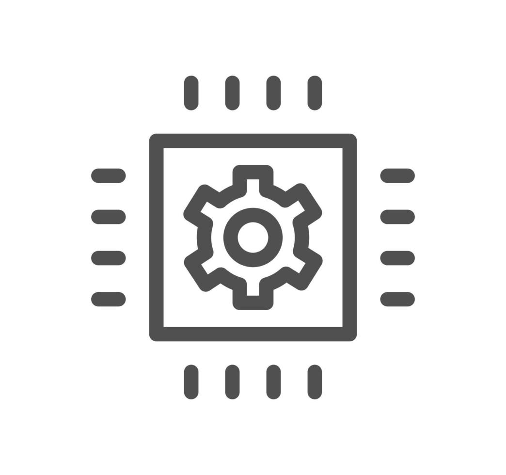 Robotic process automation related icon outline and linear vector. vector