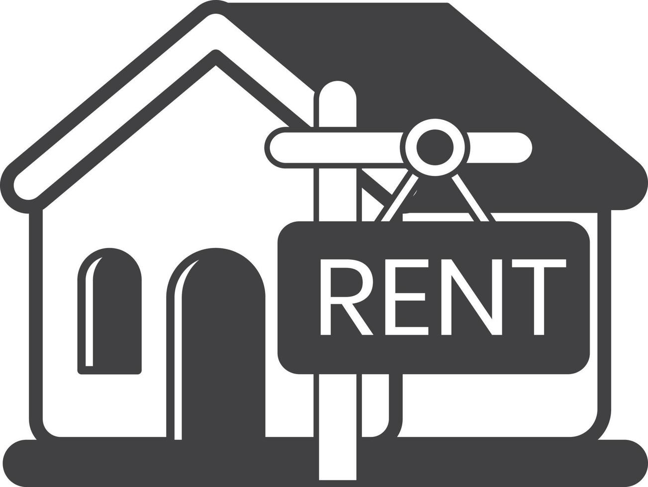 house with rent sign illustration in minimal style vector
