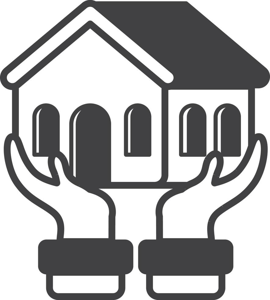 building with hands illustration in minimal style vector