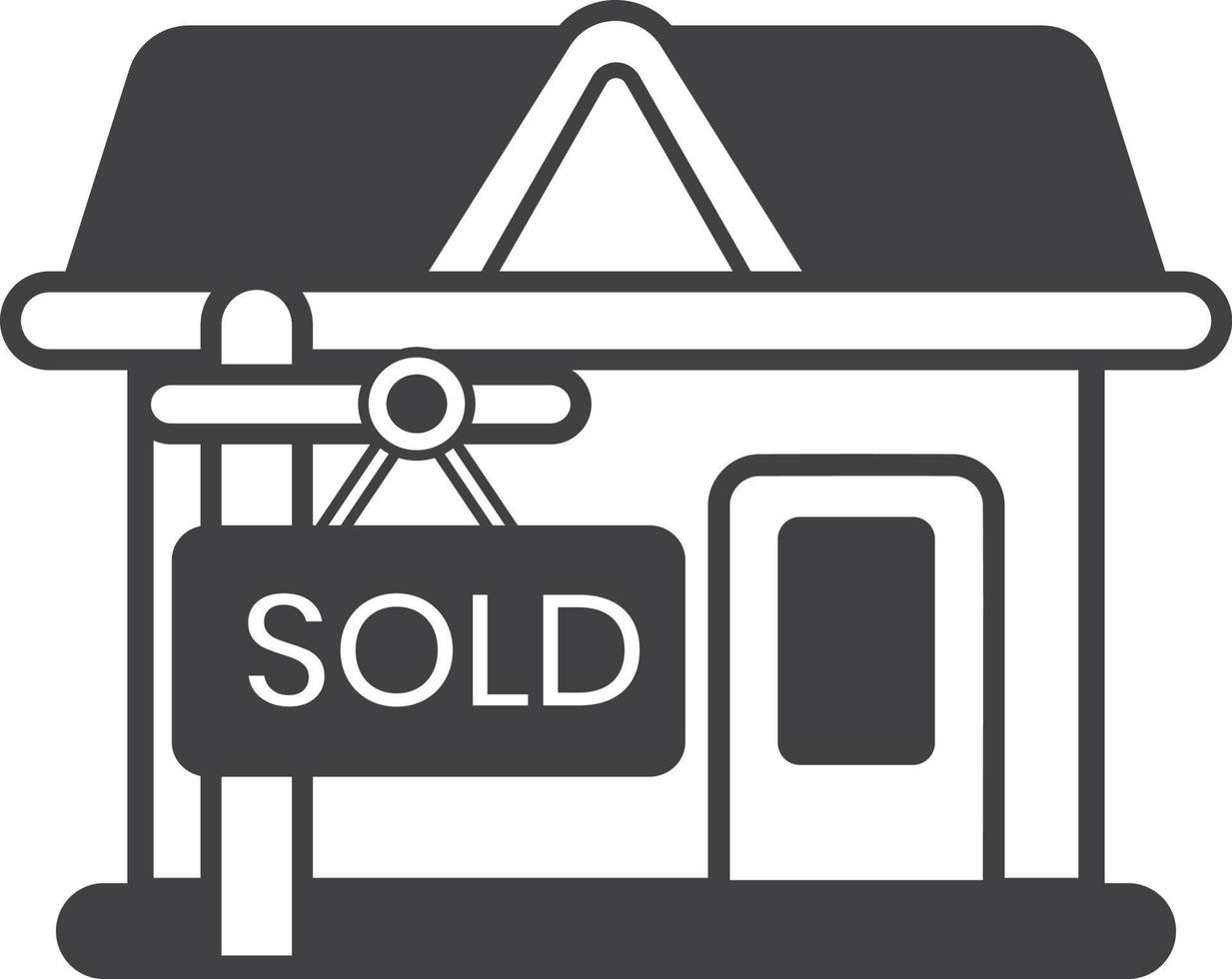 house with sold sign illustration in minimal style vector