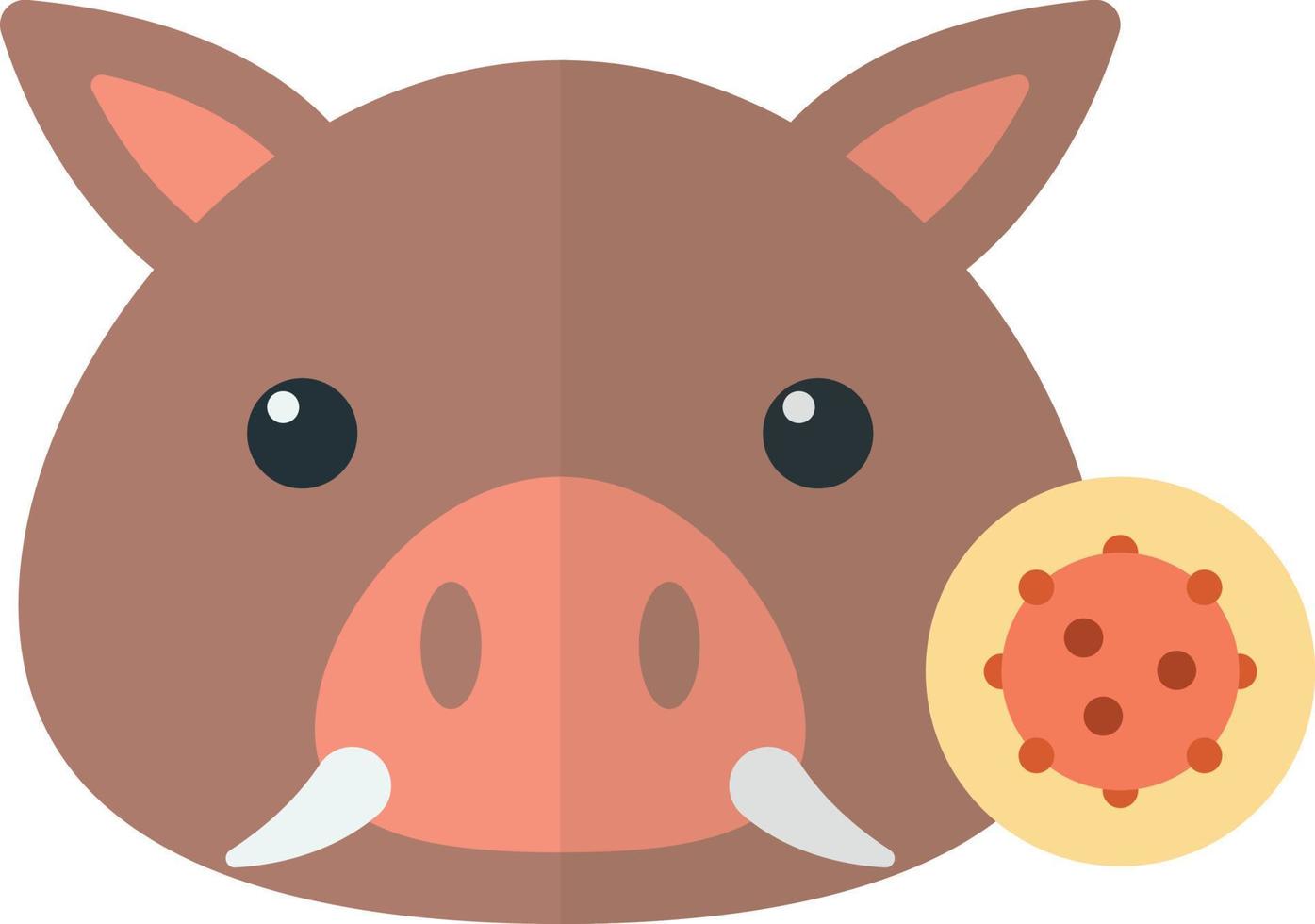 Pig and virus illustration in minimal style vector