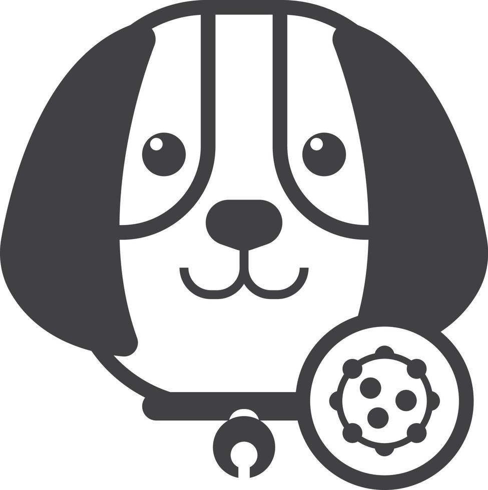 perro con ilustración de virus en estilo minimalista vector