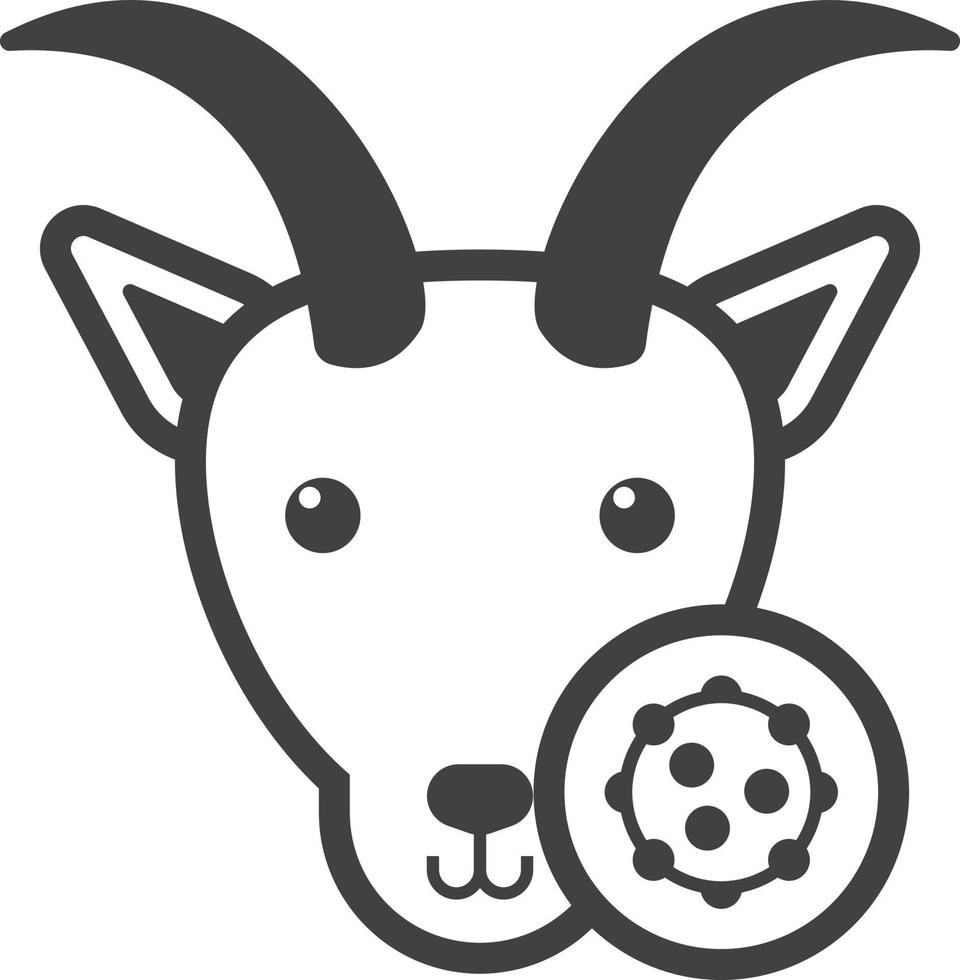 Goat and virus illustration in minimal style vector