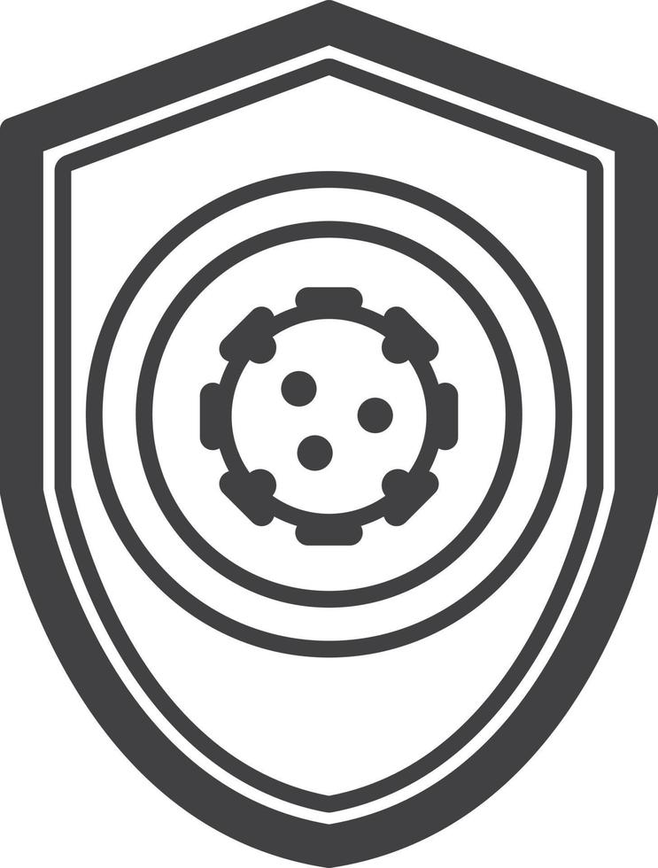 shield and virus illustration in minimal style vector