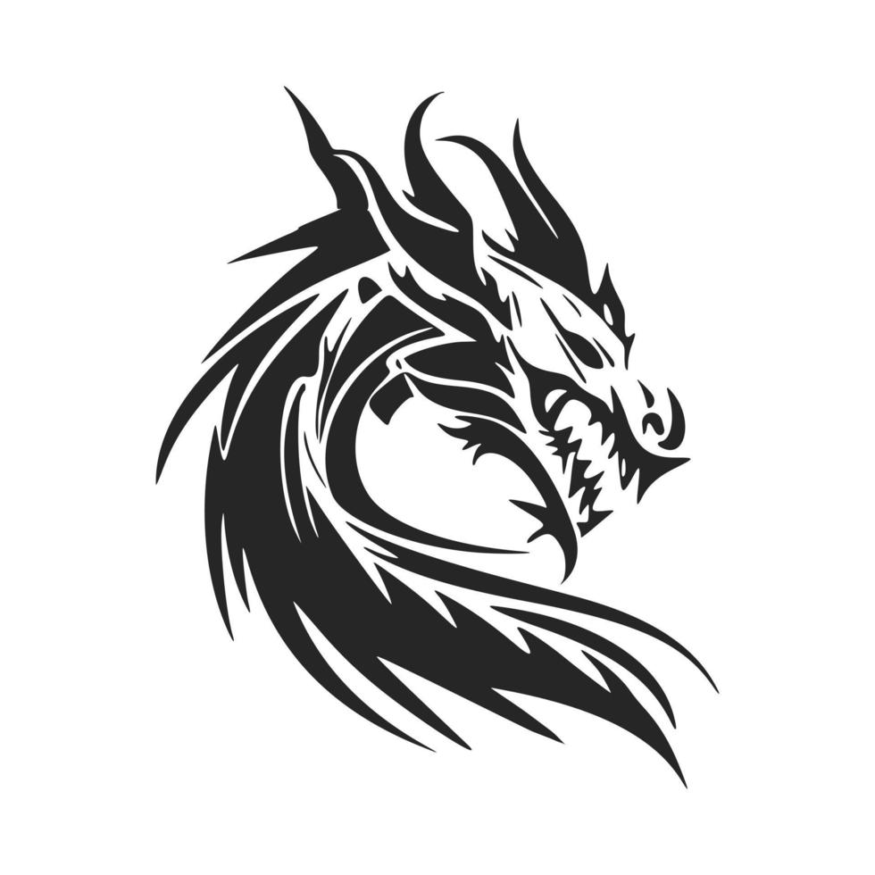 Enhance your business image with our black and white, stylish dragon head logo. vector