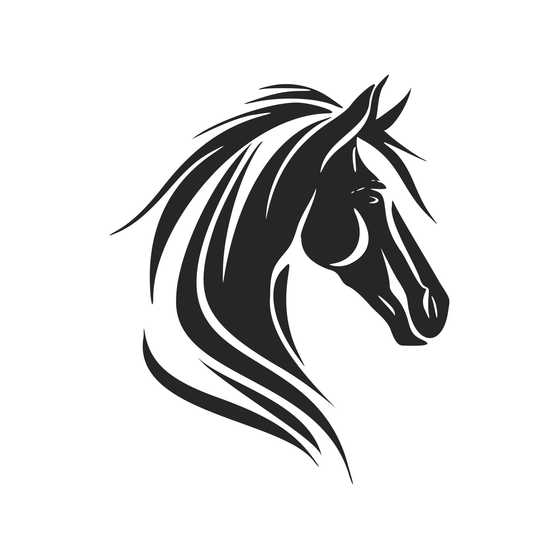 Minimalistic black and white horse logo. Perfect for a fashion brand or
