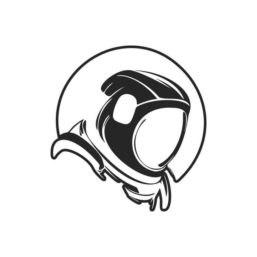 logotipo minimalista en blanco y negro con la imagen de un astronauta. perfecto para cualquier empresa que busque un aspecto elegante y profesional. vector