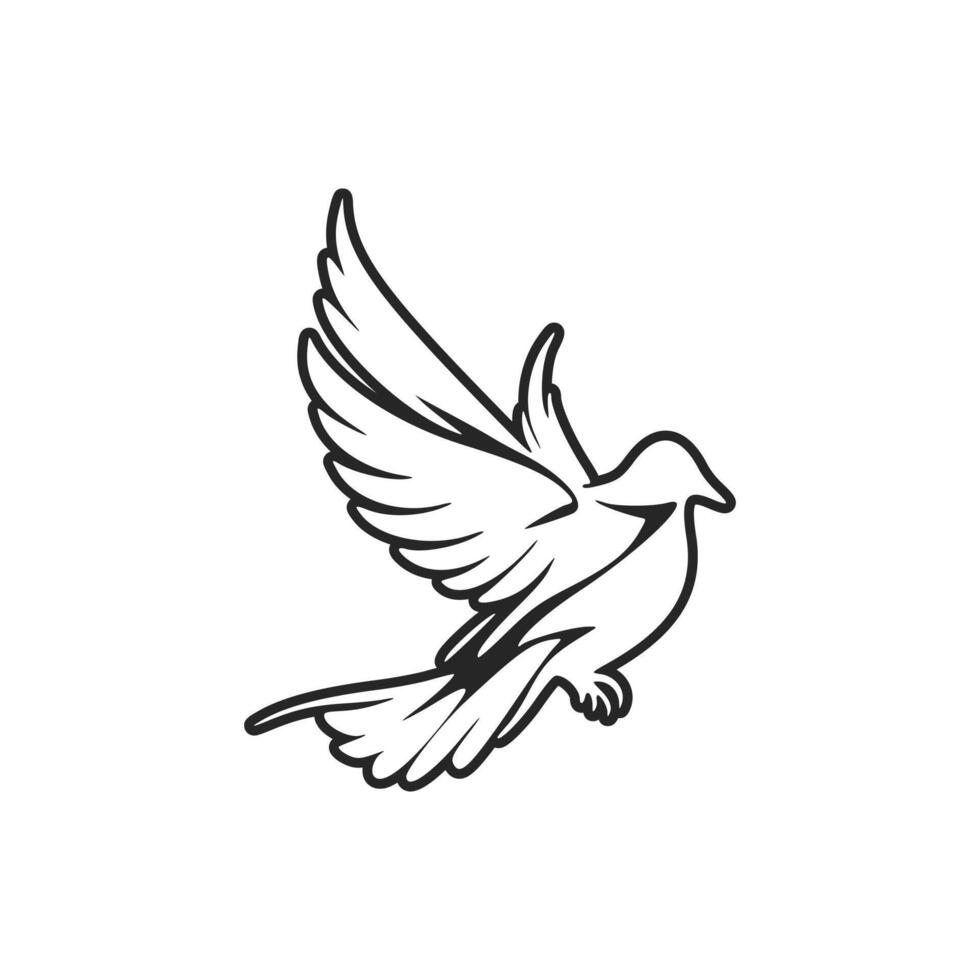 Minimalistic black and white dove logo. Perfect for any company looking for a stylish and professional look. vector
