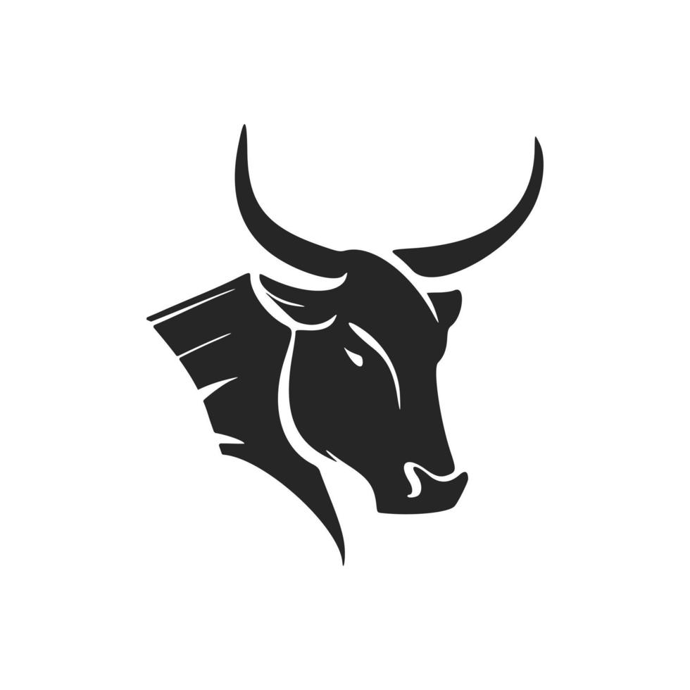 logotipo de toro blanco y negro simple pero poderoso. ideal para una amplia gama de industrias. vector