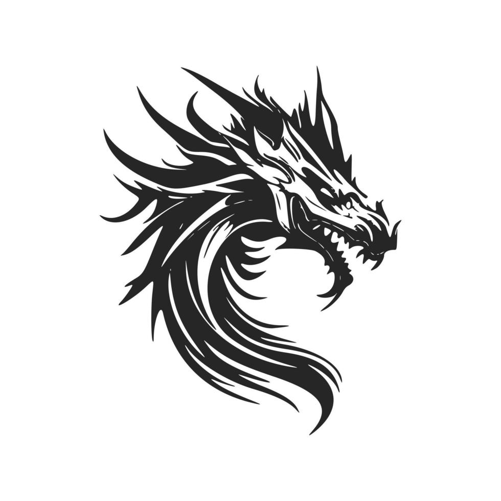 Enhance your business image with our black and white, elegant dragon logo. vector