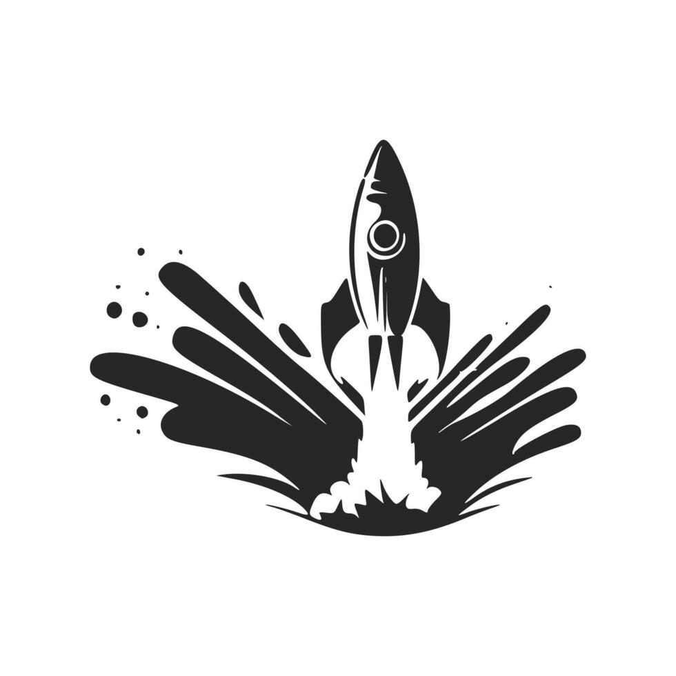 Give an elegant and classy look to your brand with a black and white flying rocket logo vector