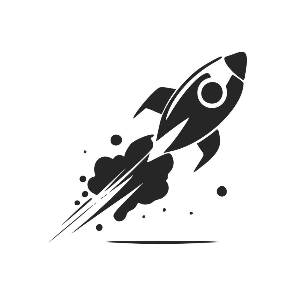 Give an elegant and classy look to your brand with a black and white flying rocket logo vector