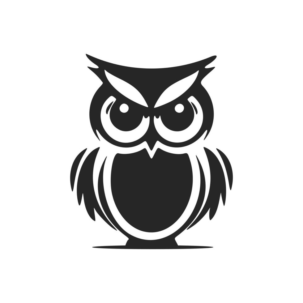 Cute black and white owl logo. vector