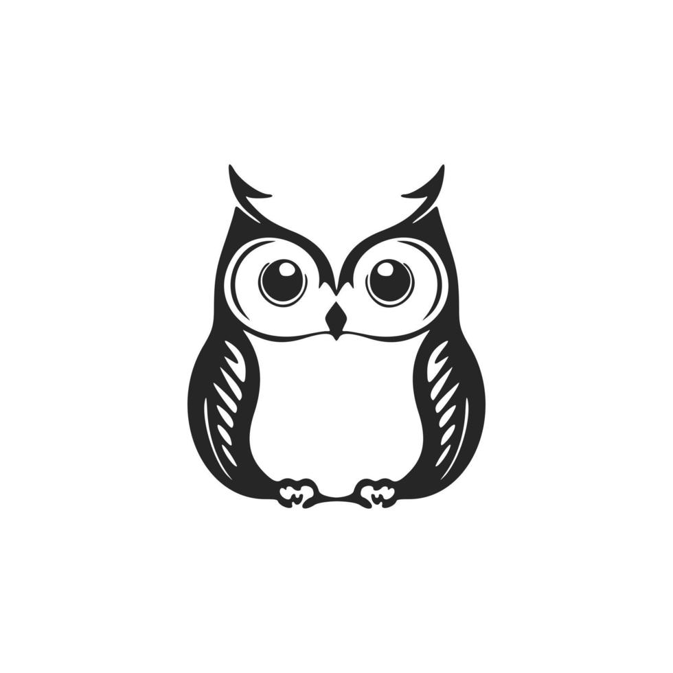 Cute black on white background owl logo. vector