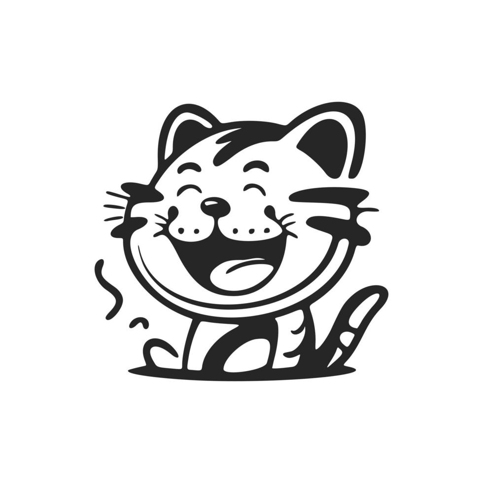 logotipo positivo en negro sobre fondo blanco con la imagen de un tigre riéndose. vector