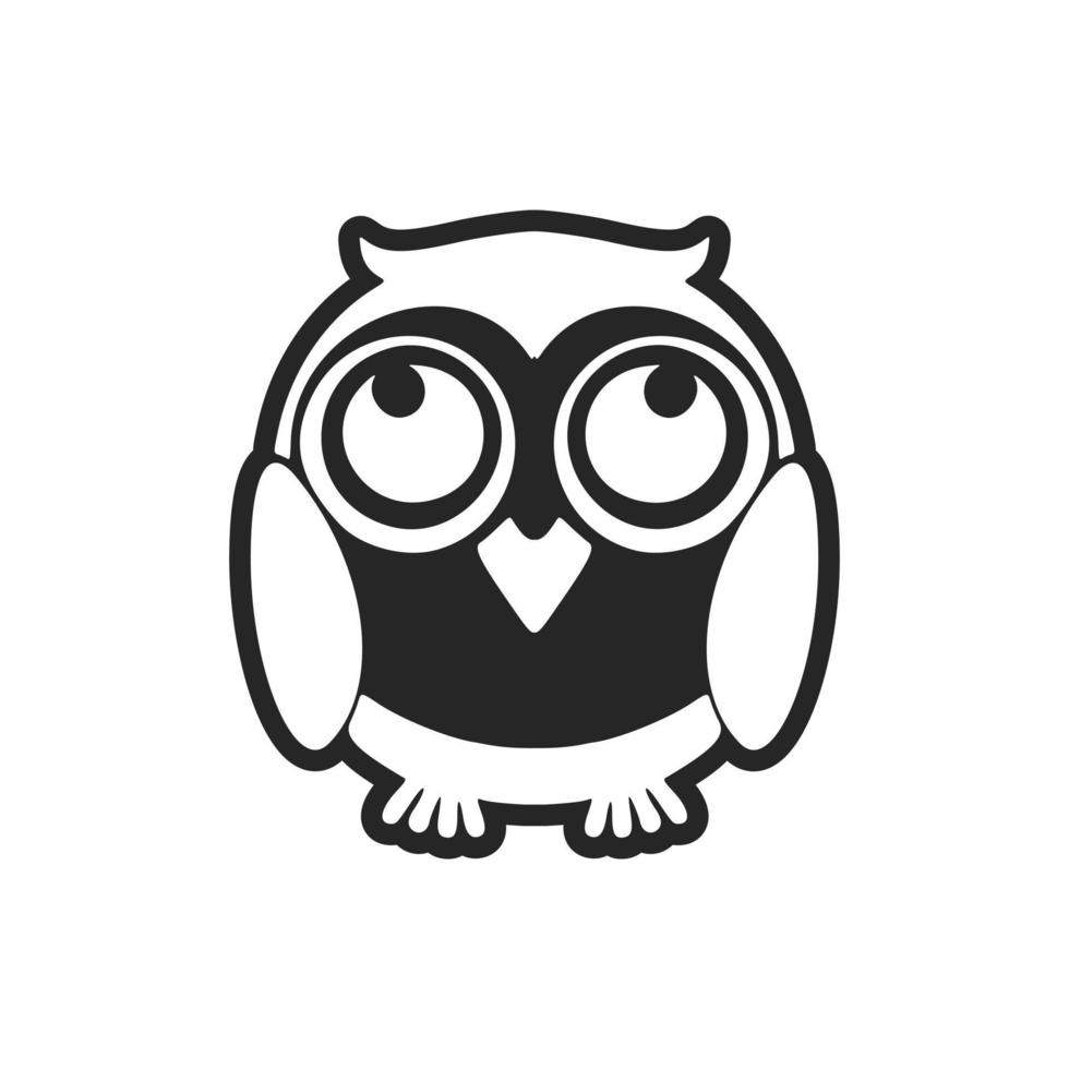 Positive black on white background owl logo. vector