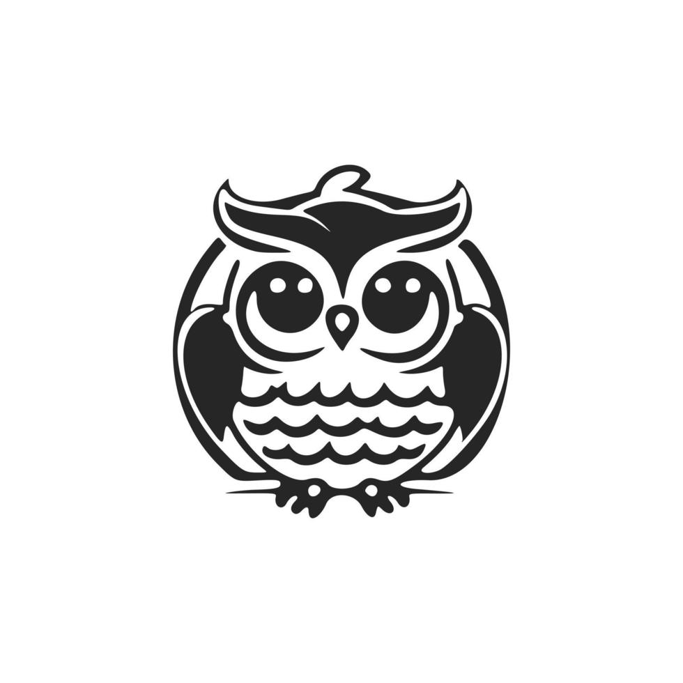 Positive black on white background owl logo. vector