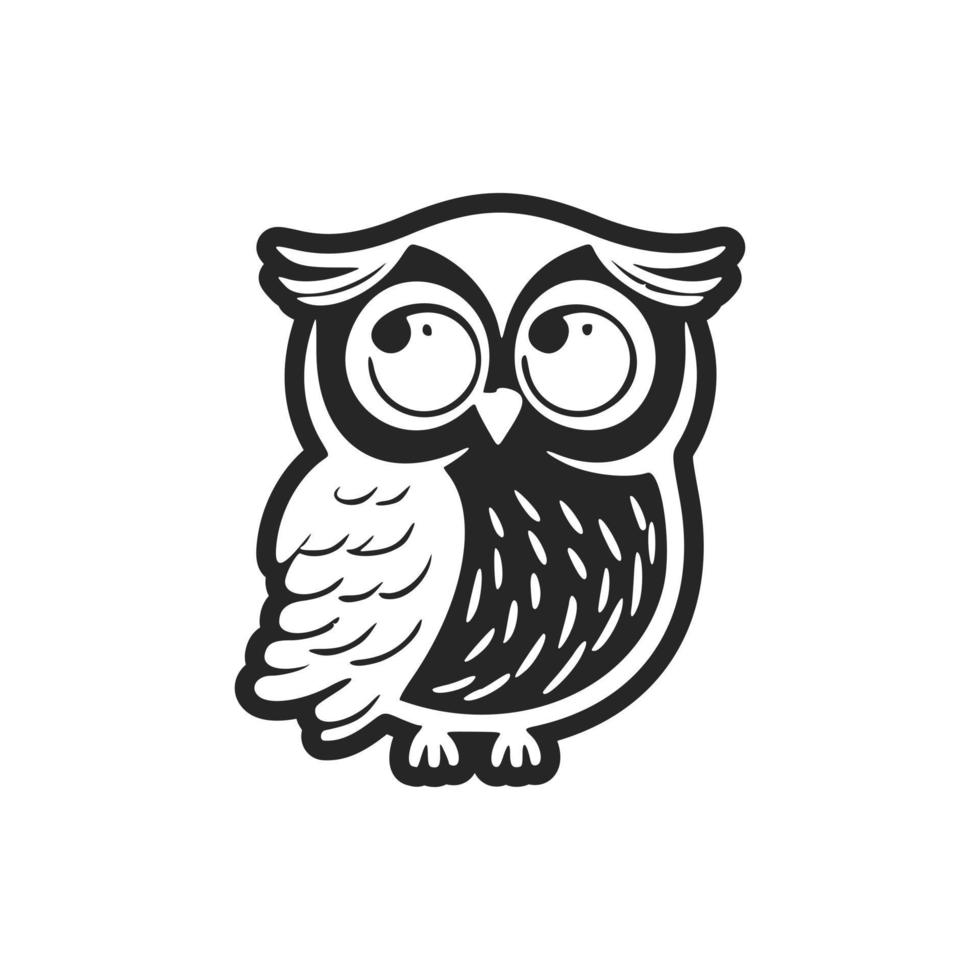 Positive black and white owl logo. vector