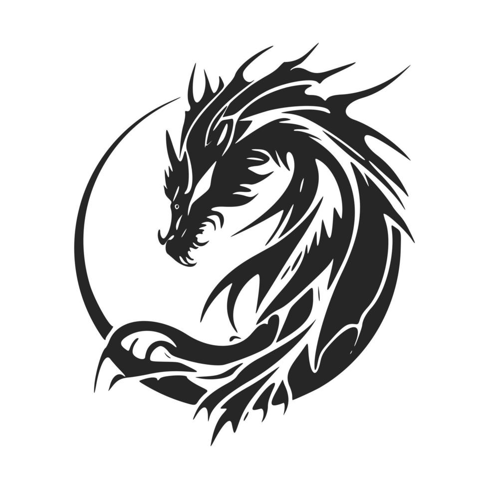 Unleash the power of your brand with a clean and minimalistic dragon head logo. vector