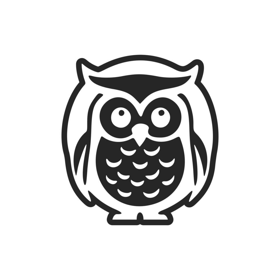 Cute black and white owl logo. vector