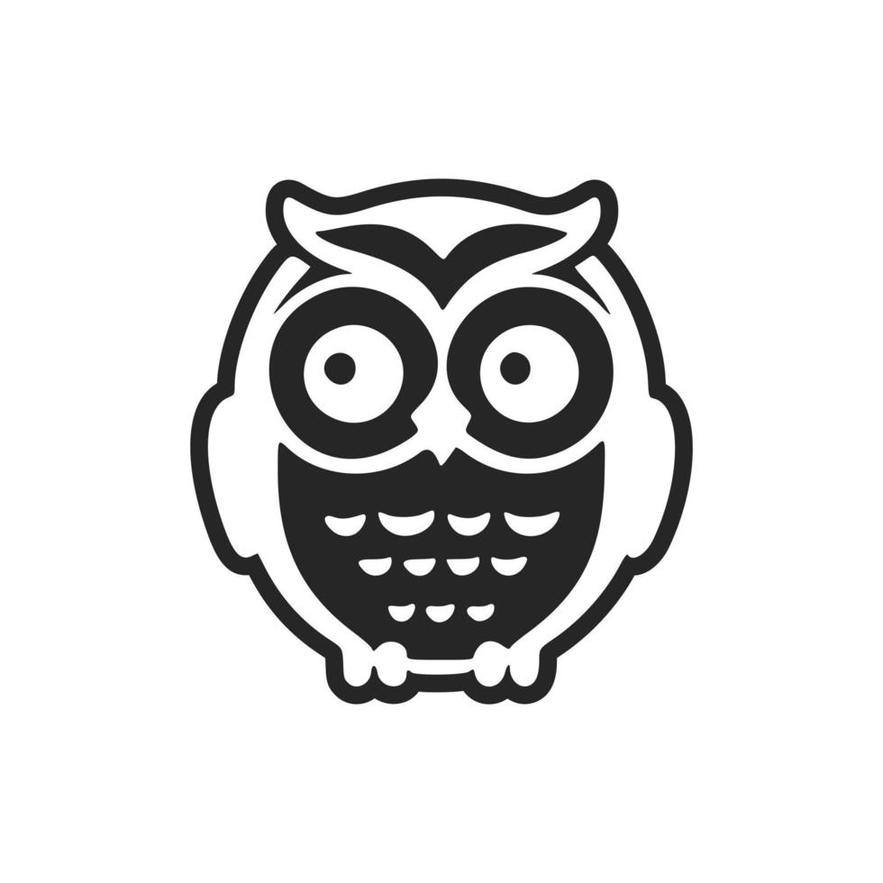 Positive and cute black and white owl logo. vector