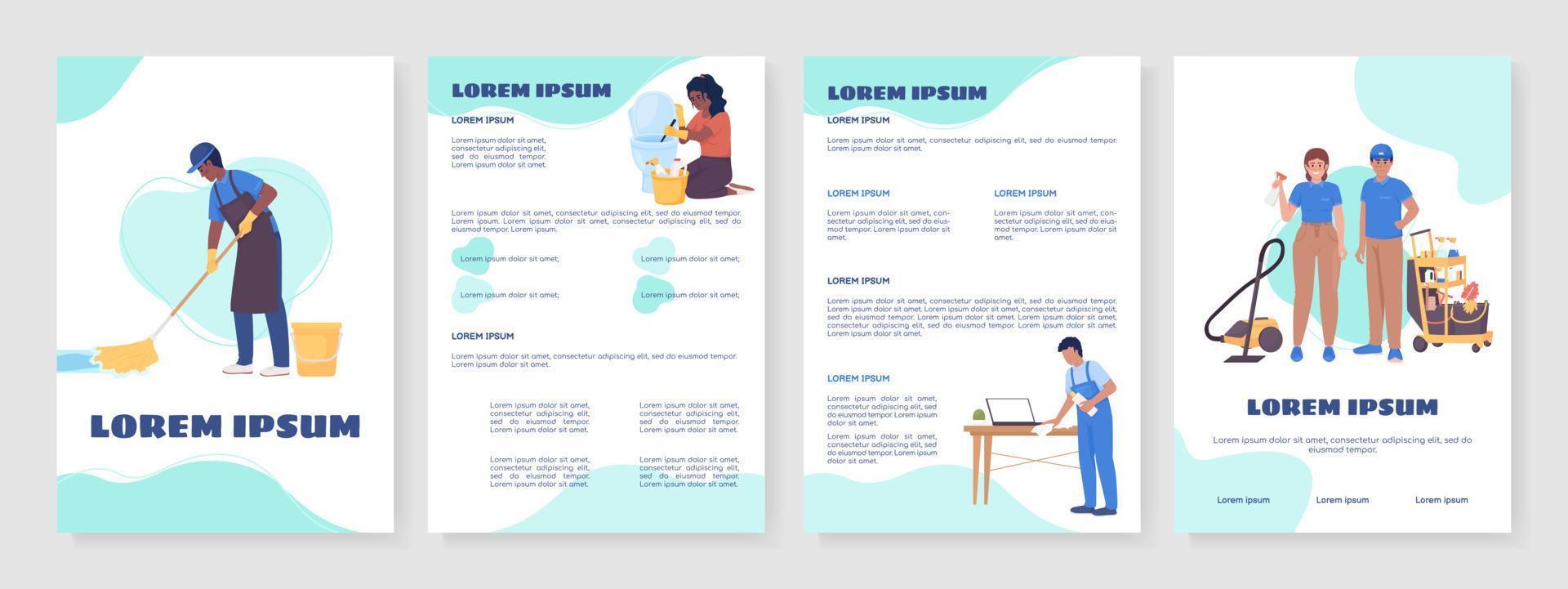 House cleaning services flat vector brochure template. Booklet, leaflet printable color designs. Editable magazine page, reports kit with text space