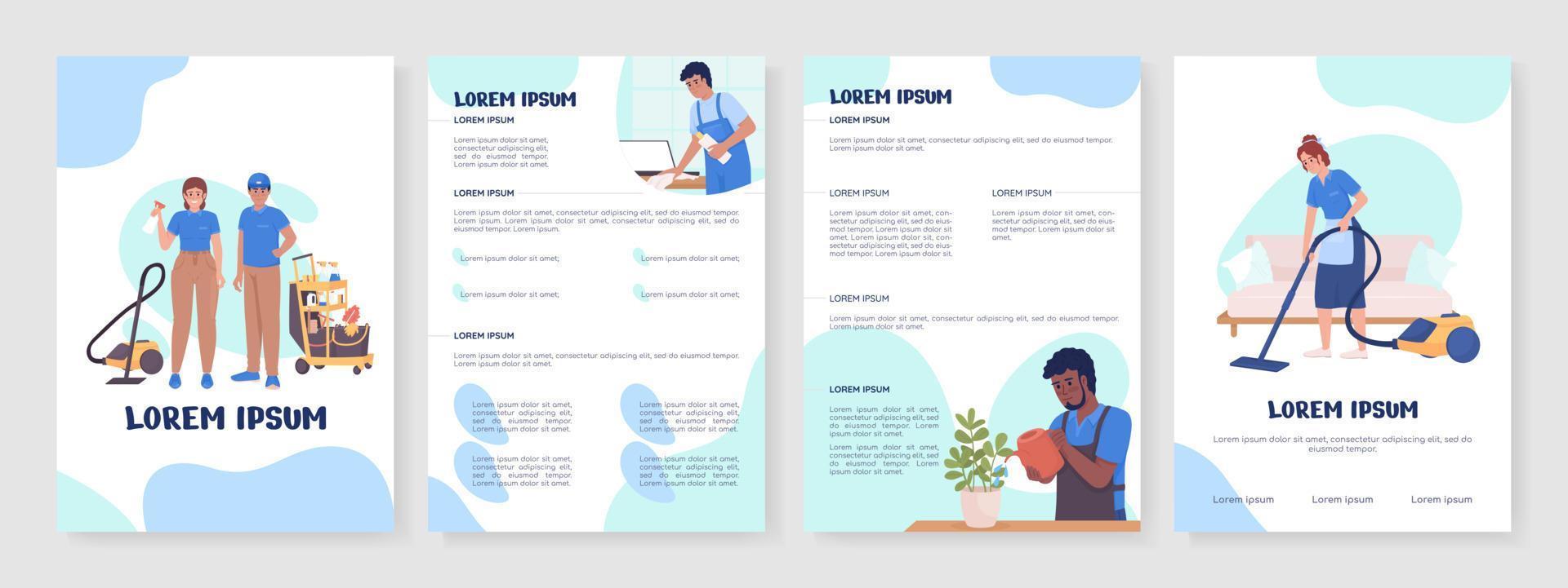 Professional cleaning services flat vector brochure template. Booklet, leaflet printable color designs. Editable magazine page, reports kit with text space