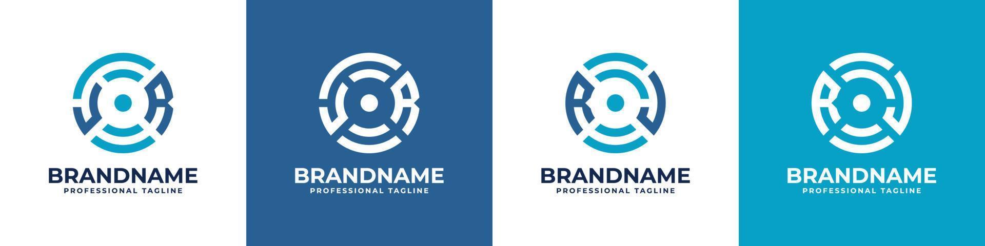 Letter JR or RJ Global Technology Monogram Logo, suitable for any business with JR or RJ initials. vector