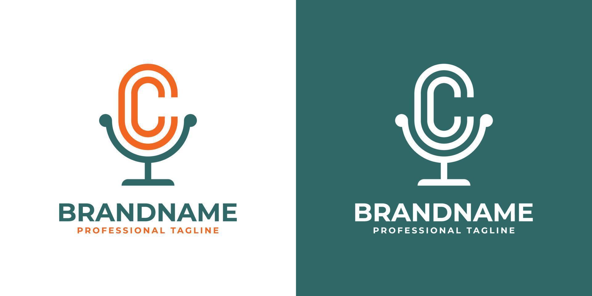 Letter C or CC Podcast Logo, suitable for any business related to microphone with C or CC initials. vector