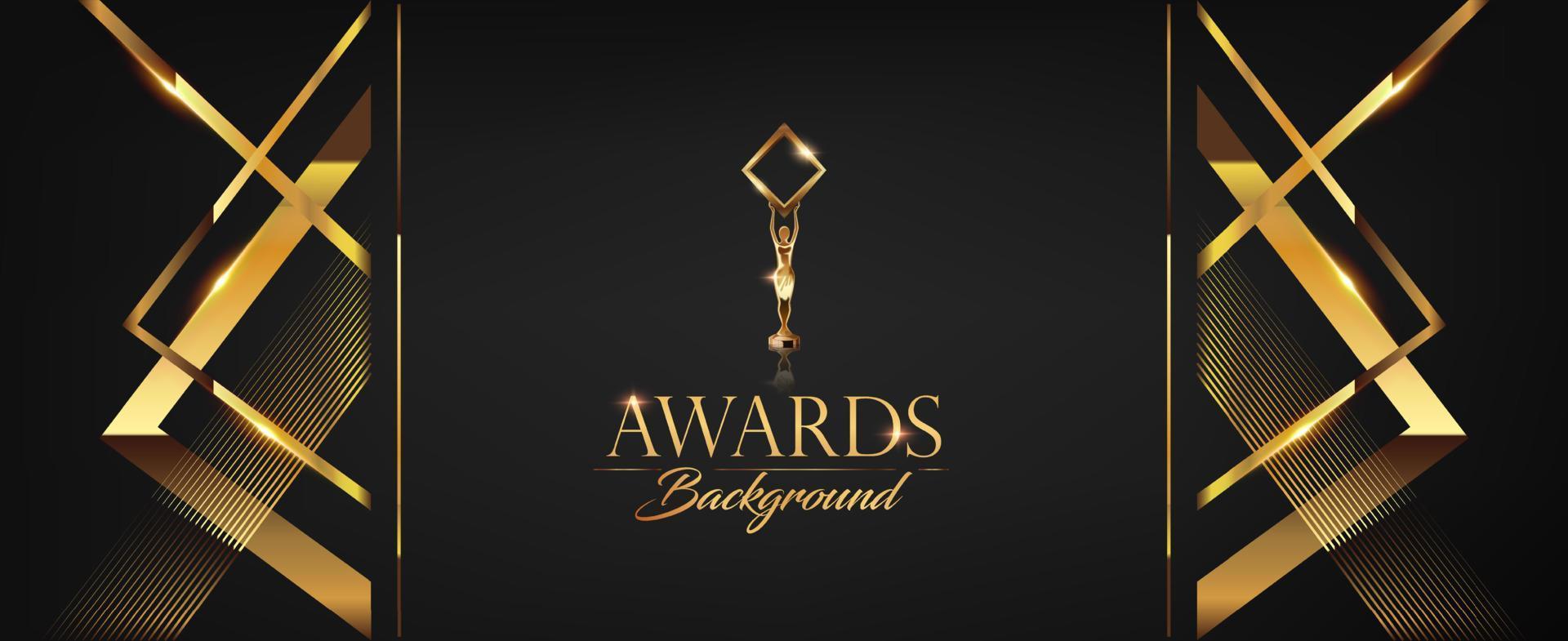 Black Golden Award Background. Lines Frame Corner. Elegant Shine Modern Stripe Template Arrow Luxury Premium Corporate Abstract Design Template Banner Certificate Modern label Dynamic Shape Design. vector