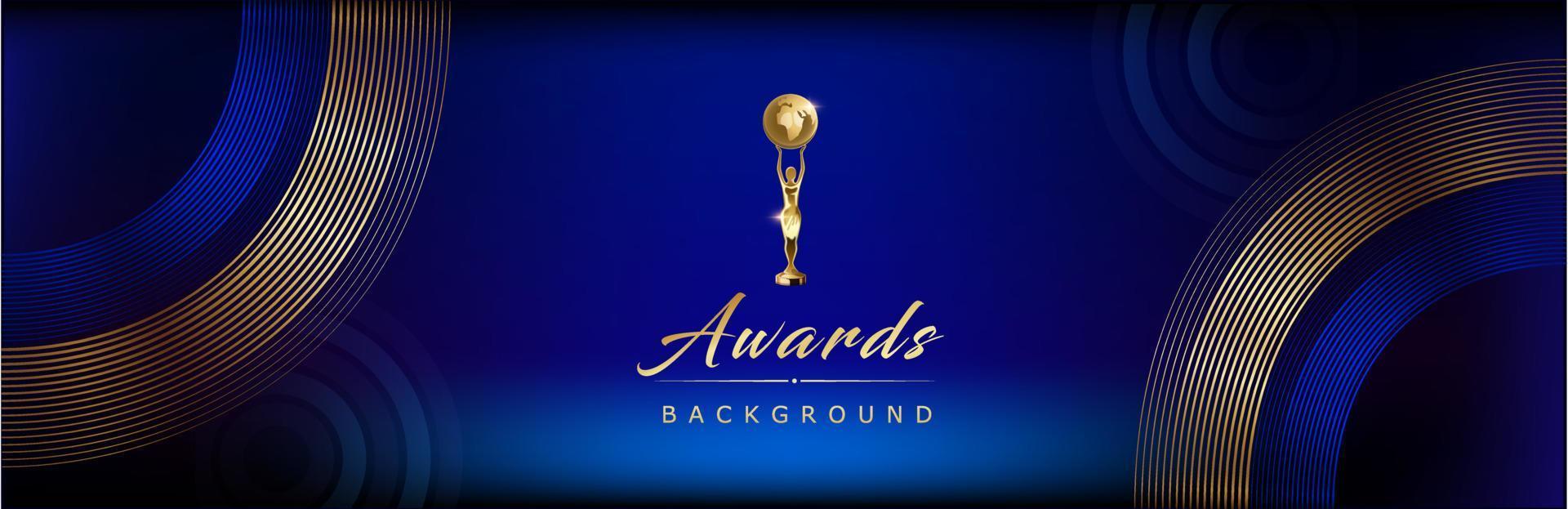 Dark Blue Golden Royal Awards Graphics Background Lines Circle Round Ring Elegant Shine Modern Blended Template Luxury Premium Corporate Abstract Design Template Banner Certificate Dynamic Shape vector