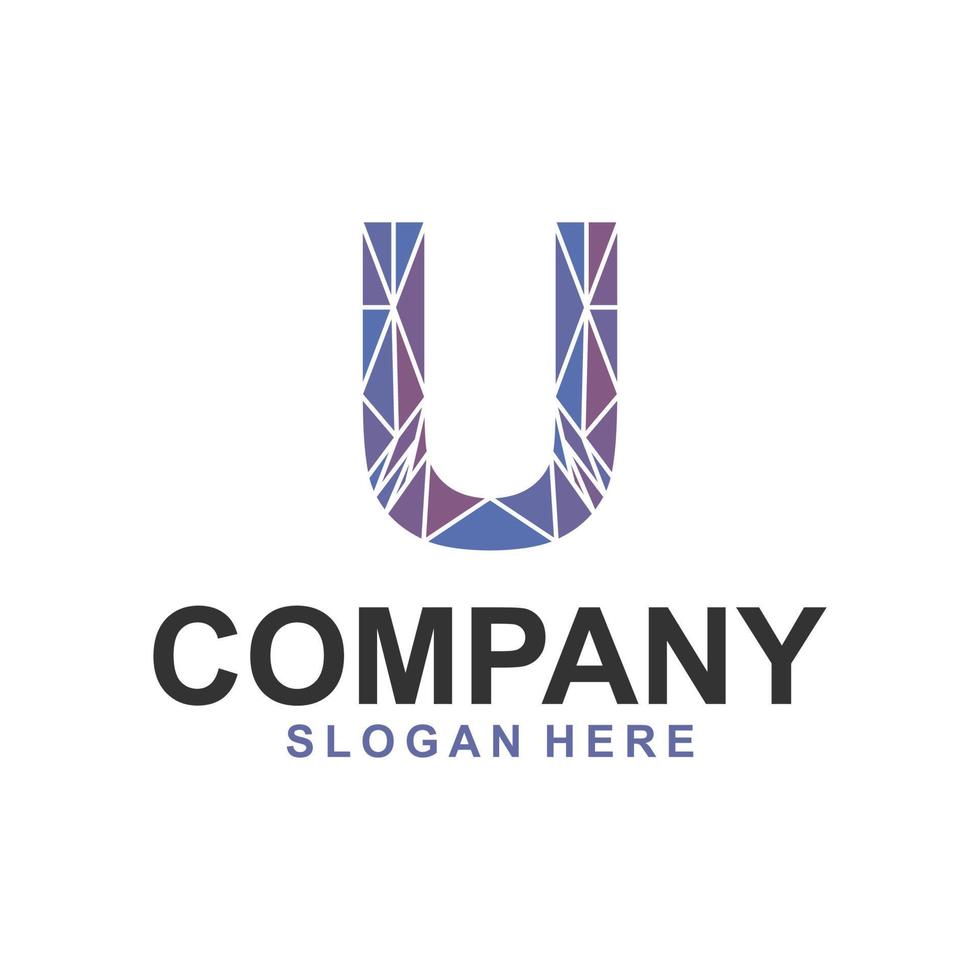 letter u colorful geometric logo design vector