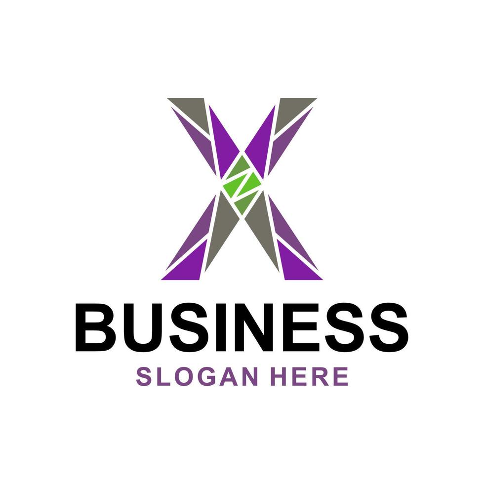 letter x polygon geometric logo design vector